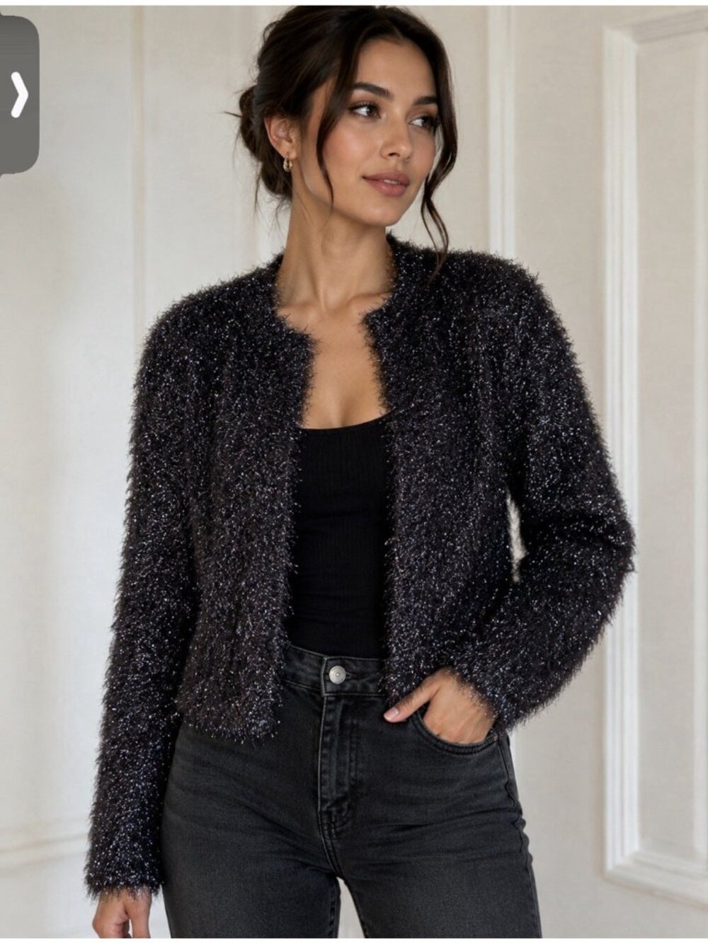 Ann Taylor Cardigan Sweater Blue Silver Metallic Office Siren Shimmer Knit Party